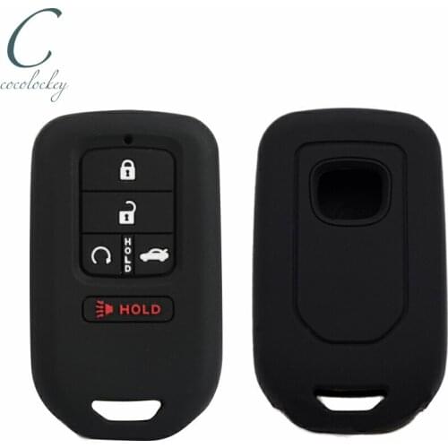 Cocolockey Silicone Car Key Case for Honda Accord Civic Pilot Fit 2015 2016 2017 2018 5 button Remote Key Cover Fob Car Styling