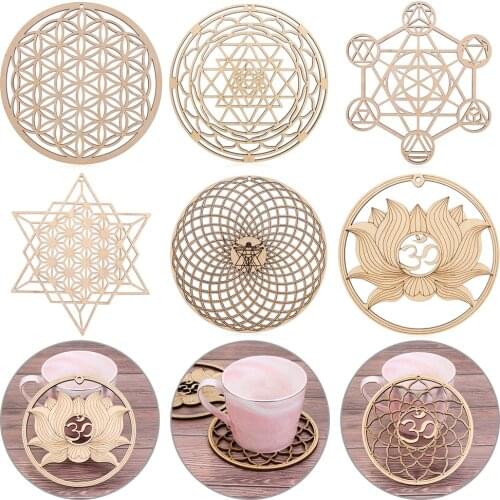 14cm Wooden Wall Sign Flower of Life Shape Coaster Laser Cut Wood Wall Art DIY Crafts Making Geometry Ornament Home Decoration