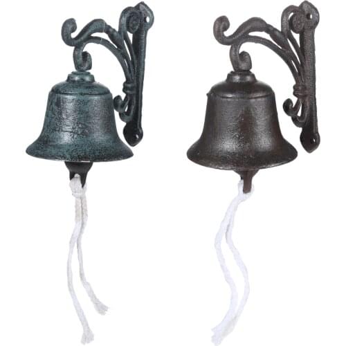 DRELD 1pc Vintage Doorbell Wall Hanging Welcome Cast Iron Dinner Bell Wall Hanging Metal Doorbell Family Garden Craft Decoration