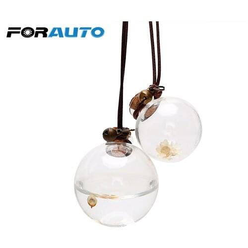 FORAUTO Car Perfume Bottle For Essential Oils Air Freshener Empty Hanging Bottle Car-styling Auto Perfume Pendant with Flower