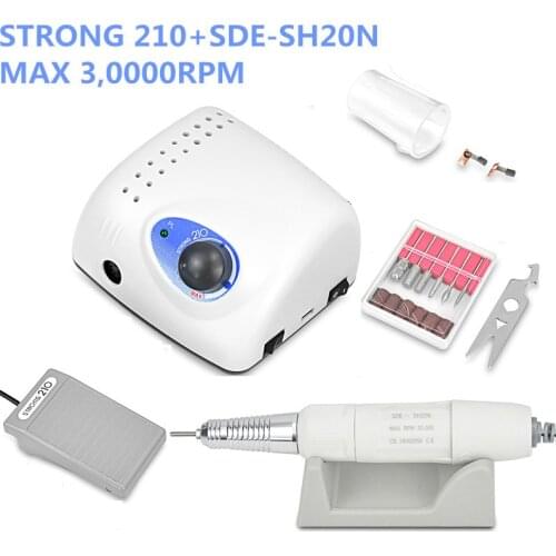 65W Strong 210 BTmarathon SDE-SH20N Brushless Nail Drills Manicure Machine Pedicure Electric Strong 35000RPM File Bits
