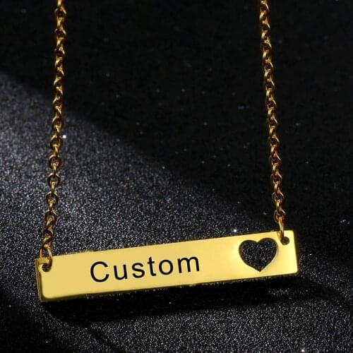 Customized Personalized Engraved Bar Necklaces for Women Custom Stainless Steel Patterns Marking Name Necklace Pendant Jewelry