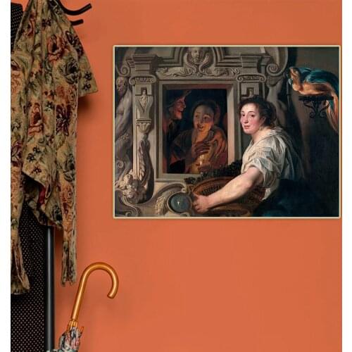 Jacob Jordaens《A maidservant with a basket of fruit and two lovers》Canvas Oil Painting Aesthetic Picture Decor Home Decoration