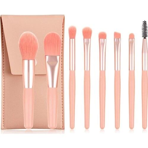 Bag makeup brush, 8-piece makeup brush, travel size makeup brush set, suitable for facial foundation, blush, eye shadow, lips an
