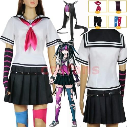 Super DanganRonpa Ibuki Mioda Cosplay Costume Dress Uniform Suit Halloween Carnival Costumes Mioda Ibuki Cosplay Wig Hair set