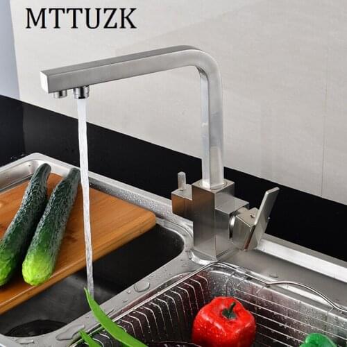 Kitchen Square Brushed nickel Multifunctional basin Hot Cold Water basin Faucet Pure Water Faucet Drinking Water Mixer Tap
