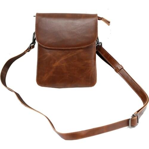 Korean PU Leather Men Crossbody Bag Male Scrub Layer Leather Shoulder Bag Casual Mens Chest Bags Shoulder Bags