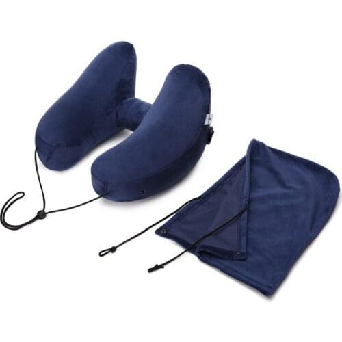 H Shape Inflatable Travel Pillow Folding Lightweight Nap Neck Pillow Car Seat Office Airplane Sleeping Cushion Pillow Foot Pad