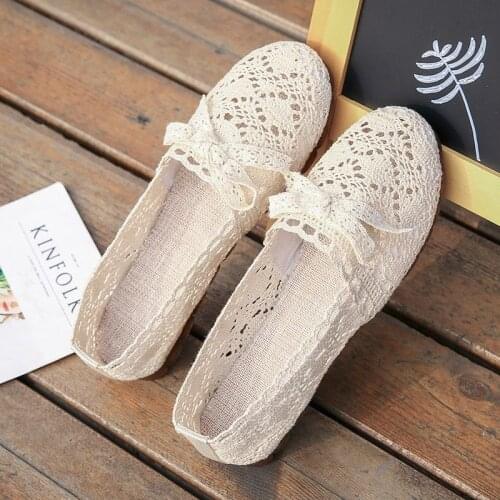 2021 Spring and Summer New Womens Shoes Fashion Korean Version of All-match Single Shoes Lace Hollow Soft-soled Shoes Flat