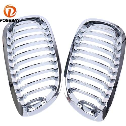POSSBAY Chrome Plating Front Kidney Grilles for BMW 3-Series E46 Coupe 320Ci/325Ci/330Cd 2003-2006 Facelift 2 Door Racing Grill