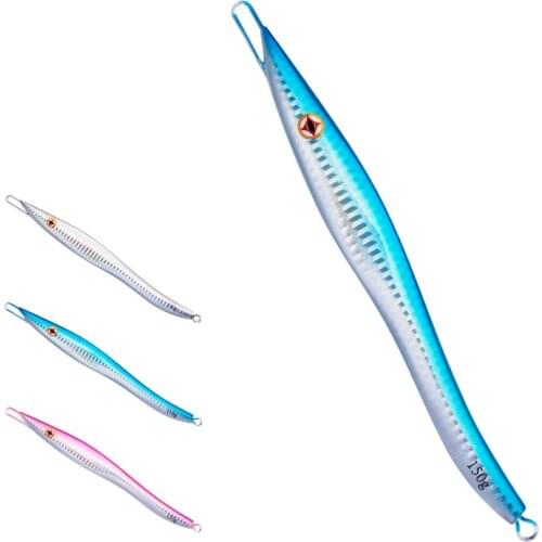 250g 300g Metal Speed Fishing Lure Glow Slim Vertical Snake Jigging Jigs Luminous Deep Sea Artificial Metal Fishing Bait