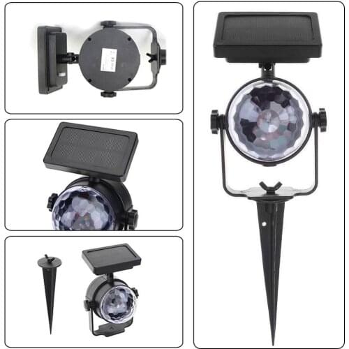RGB Multicolor Changing LED Solar Power Projector Light Spotlight Carnival Auto Rotate Outdoor Waterproof Garden Lawn Decor Lamp