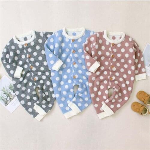 Christmas Newborn Baby Romper Knitted Baby Clothes Cotton Baby Girl Romper Polka Dot Infant Jumpsuit Toddler Boy Romper Overalls