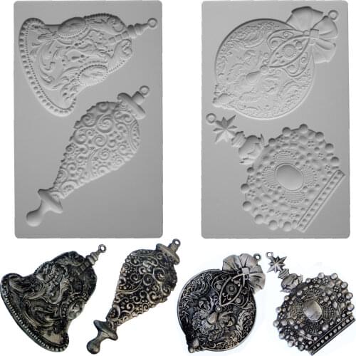 Silver Bells & Pendant Silicone Mold Fondant Mould Cake Decorating Tools Chocolate Gumpaste Molds, Sugarcraft, Kitchen Gadget