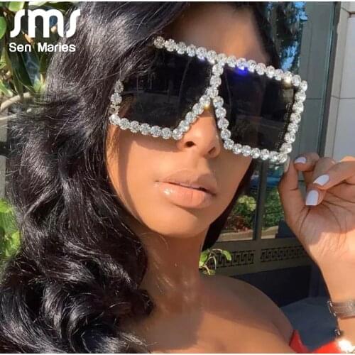 Big Frame Square Diamond Sunglasses Women Luxury Brand Fashion Exaggerated Pink Yellow Oversized Female Sun Glasses UV400 Oculos