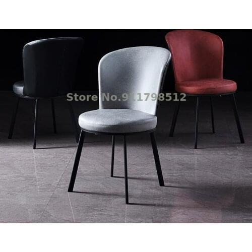 Light luxury Nordic home backrest dining chair modern minimalist fashion technology cloth leather chair hotel desk negotiation