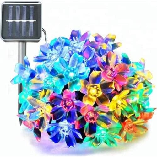 5m 10m 12m 22m peach blossom solar string lights outdoor fairy light for christmas wedding party decoration with solar panel