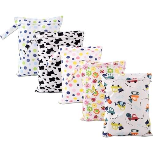 Waterproof Baby Diaper Bags Reusable Storage Bag for Mummy Travel Nappy Changing Printed Zipper Washable Baby Cloth Organizers