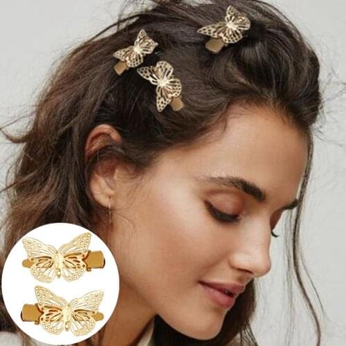 1pc Fashion Hair clip hairpin Cute Hairwear Hollow Out Butterfly Hairpins Women Girls Simple Gold Barrettes Jewelry