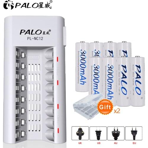 Battery Charger for AA/AAA NI-MH/NI-CD Rechargeable Battery+8pcs AA Rechargeable Batteries 1.2V NI-MH battery for camera toys