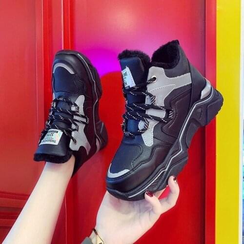 Winter Shoes Female New Womens Plus Velvet Cotton Thick-Soled Warm Snow Ankle Boots Platform High Boots botas mujer E11-91