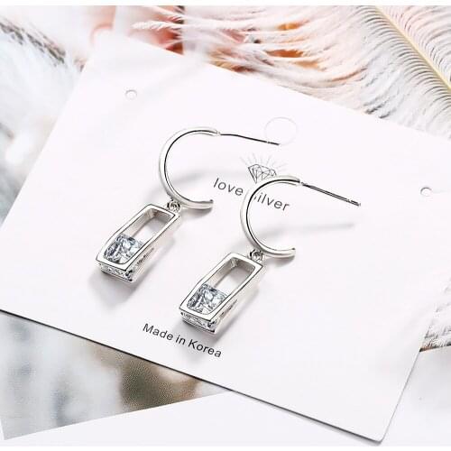 Rectangular Zircon Studs Women Short Small Earrings Simple Korean Version Vridesmaid Gift Womens Jewelry Gift female