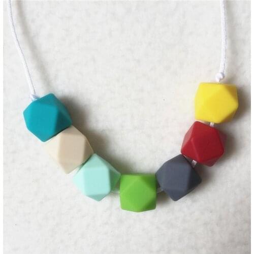 1pc/lot BPA Free DIY Silicone Baby Pacifier Teether Necklace Silicone Hexagon Beads Teething Dummy Jewelry for Mom to Wear