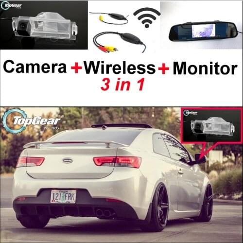 3 in1 Special Camera + Wireless Receiver + Mirror Monitor Easy DIY Parking System For KIA K3 Cerato Forte Coupe Model 2008~2015