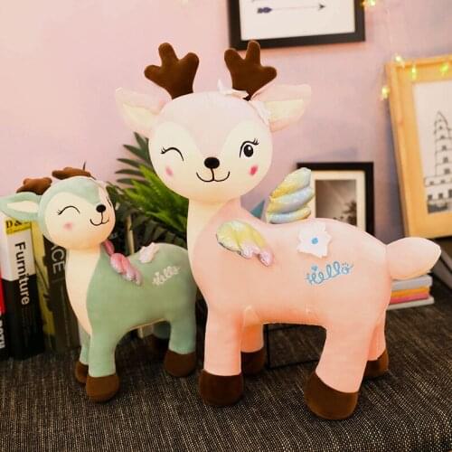 40/50CM Cute Sika Deer Plush Toys Animal Deer Stuffed Cartoon Dolls With Wings Children Playmate Kids Birthday Baby Toy Kid Gift