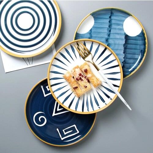 8 inch tableware Phnom penh geometry tableware ceramic Dinner Plate dish porcelain dessert plate dinnerware cake plate