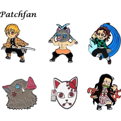 AD062 Patchfan Anime Metal Enamel Pin Collar Funny Badge Lapel Brooch Shirt Jewelry Kids Gift