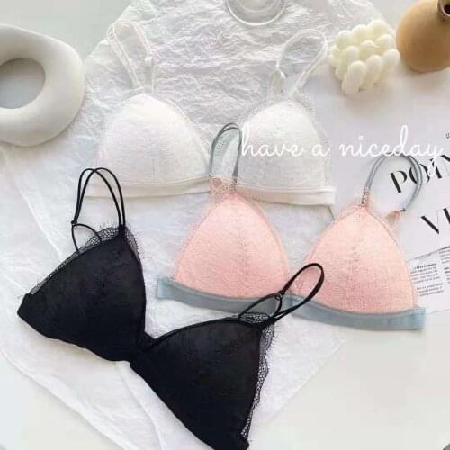 2021 New Japanese cotton Bra Sexy Lace Underwear Fashion Push Up Small Bra Womens No Steel Ring Bra Female Sexy Lingerie