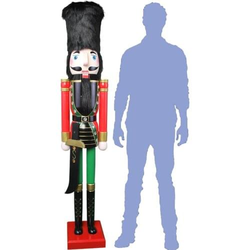 CDL 6feet/180cm/6ft/6foot Life size large/Giant Red and Black Christmas Wooden Nutcracker King & Soldier Ornament Doll Gift K06