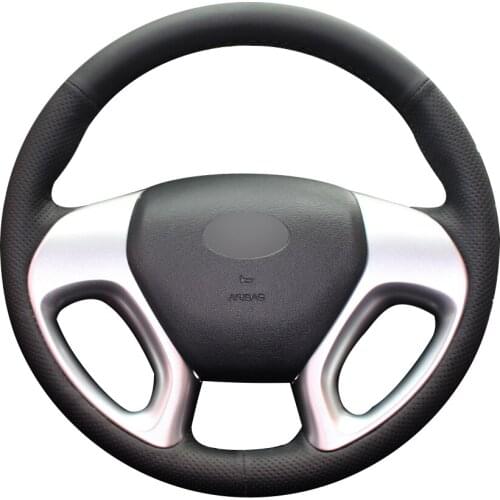 Black Synthetic Leather Car Steering Wheel Cover for Hyundai ix35 Tucson 2 2011-2015