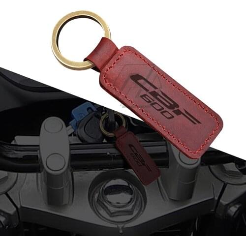 For Honda CBF600 CBF 600 Key Motorcycle Keychain Cowhide Key Ring