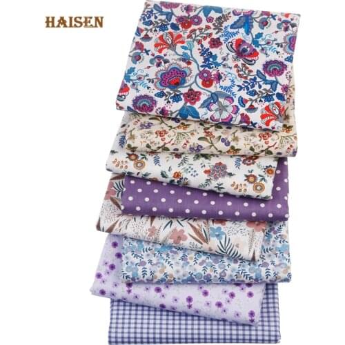 Purple Floral Calico,Printed Twill Cotton Fabric,For Quilting Sewing Handmade DIY Home Decoration,Sheet Cloth Material,By Meter
