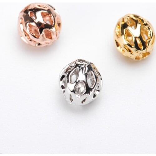Hot fashion Hollow Round Ball 5mm 10pcs Metal Spacer DIY Beads fit for European charms Bracelet Jewelry making