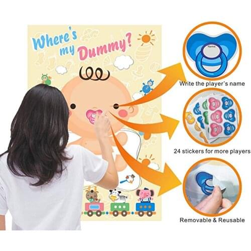 Baby Shower Game Pin The Dummy on The Baby Pacifier Stickers Party Favors for Gender Neutral Boy or Girl