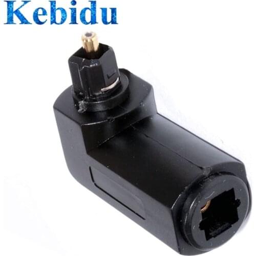 Kebidu 90 Degree Right Angle Toslink Female to Toslink Male Optical Audio Cable Adapter Stereo Audio Converter 360 Rotates