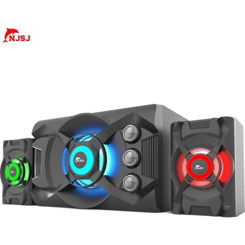 NJSJ RGB Computer Speakers Stereo Sound Surround Loudspeaker USB Powered Bass Speakers for Desktop Laptop PC