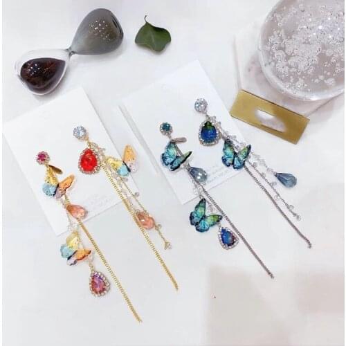 Korean Elegant Asymmetric Hollow Acrylic Butterfly Drop Earrings For Women Girls Trendy Accessories Pendientes Jewelry