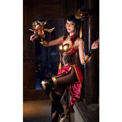 VN LOL Cosplay Firecracker Vayne cosplay costume year of pig The Night Hunter Vayne cosplay costume Full set custom made
