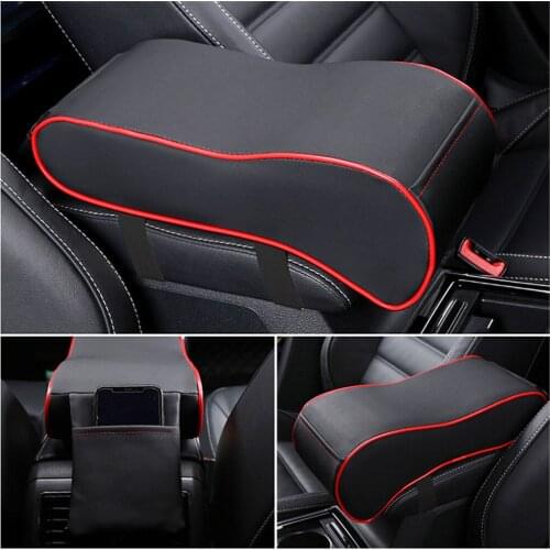 Leather Car Central Armrest Pad Black Auto Center Console Arm Rest Seat Box Mat Cushion Pillow Cover Vehicle Protective Styling