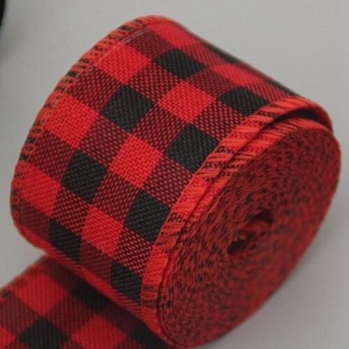 6M/Roll Vintage Red Plaid Ribbons for Sewing Clothing Natural Crafts Ribbon Jute Bows Gift Christmas Wedding Decoration DIY 6cm