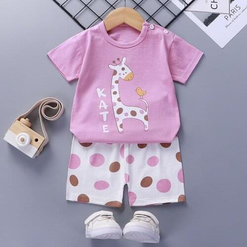 Summer Infant Cotton Short Sleeves Clothes Tops + Pants Baby Toddler Boy Girl Clothing Sets Kids Children Boys Outfits Suits