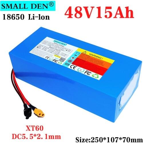 48V 15Ah 18650 lithium battery pack 13S5P 500-1000W High power Ebike battery Built-in 20A BMS 54.6V Electric bicycle Scooter
