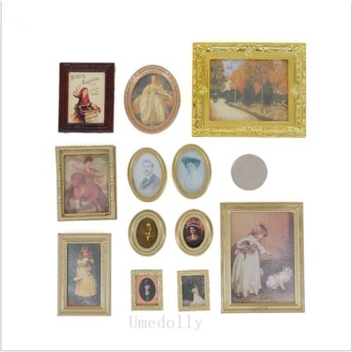 1/12 Scale Mini Dollhouse Miniature Mural Wall Painting Model Pretend Play Furniture Toys Accessories