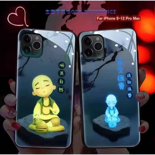 Peace And Love LED Light Up Glasses Cover For Apple iPhone 6 7 8 PLUS 11 12 Pro XS Max Sound Music Control Luminous Phone Case