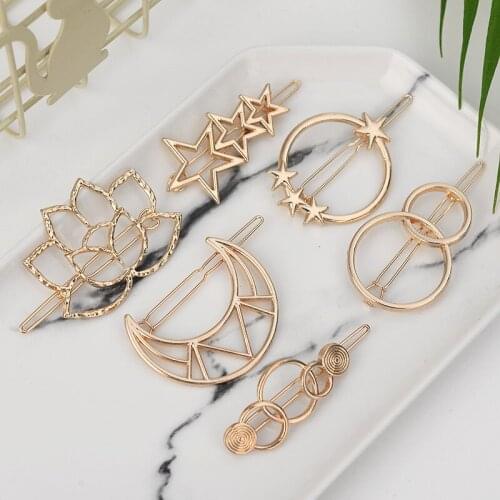 Fashion Multi-style Simple love Hair Clip Pin Metal Geometric Alloy Hairband Moon Hairgrip Barrette GirlsWoman Hair Accessorie