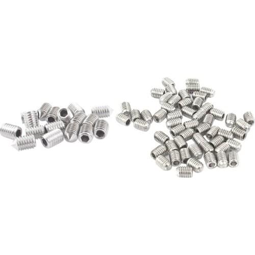 20 Pcs M5 x 8mm Cone Point Hex Socket Set Grub Screw Silver Tone & 50Pcs M3X4mm Stainless Steel Hex Socket Set Cap Point Grub Sc